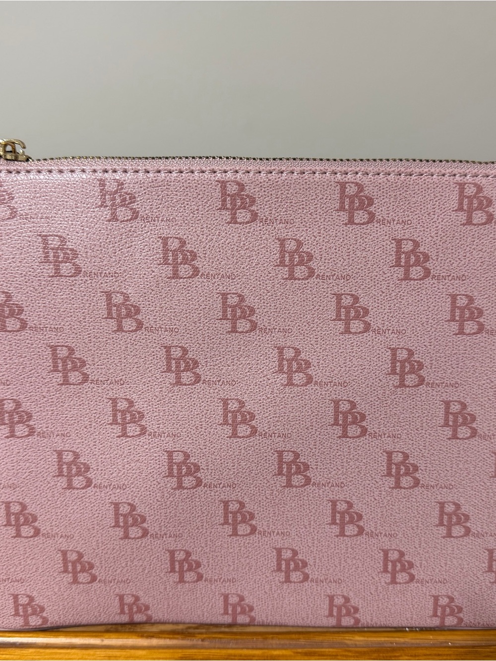 Pink Monogram Zip Clutch